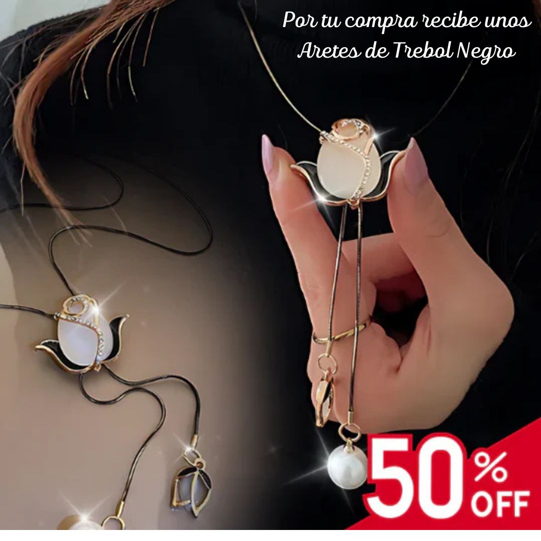 Elegante Collar de Tulipán + Regalo de Arete
