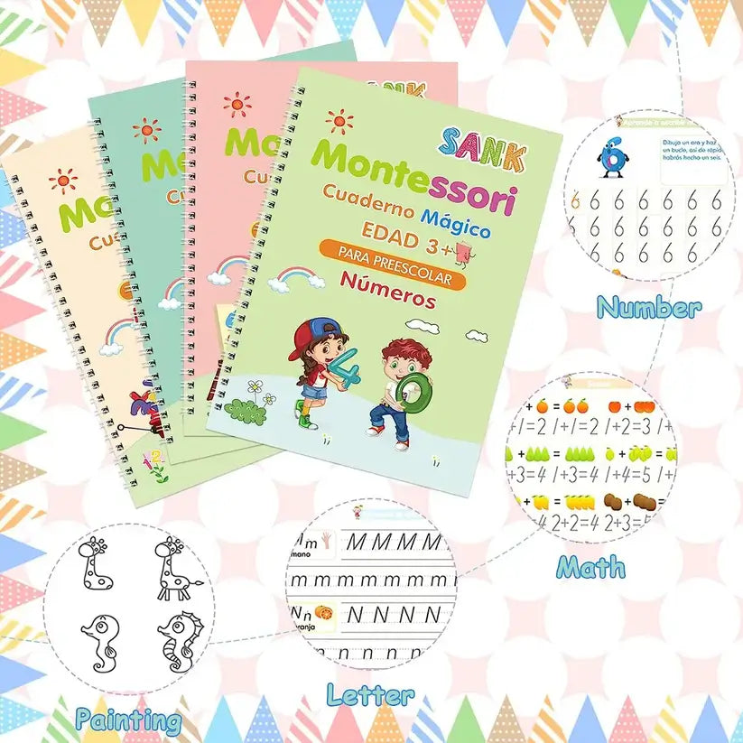 KIT DE 4 CUADERNOS REUTILIZABLES
